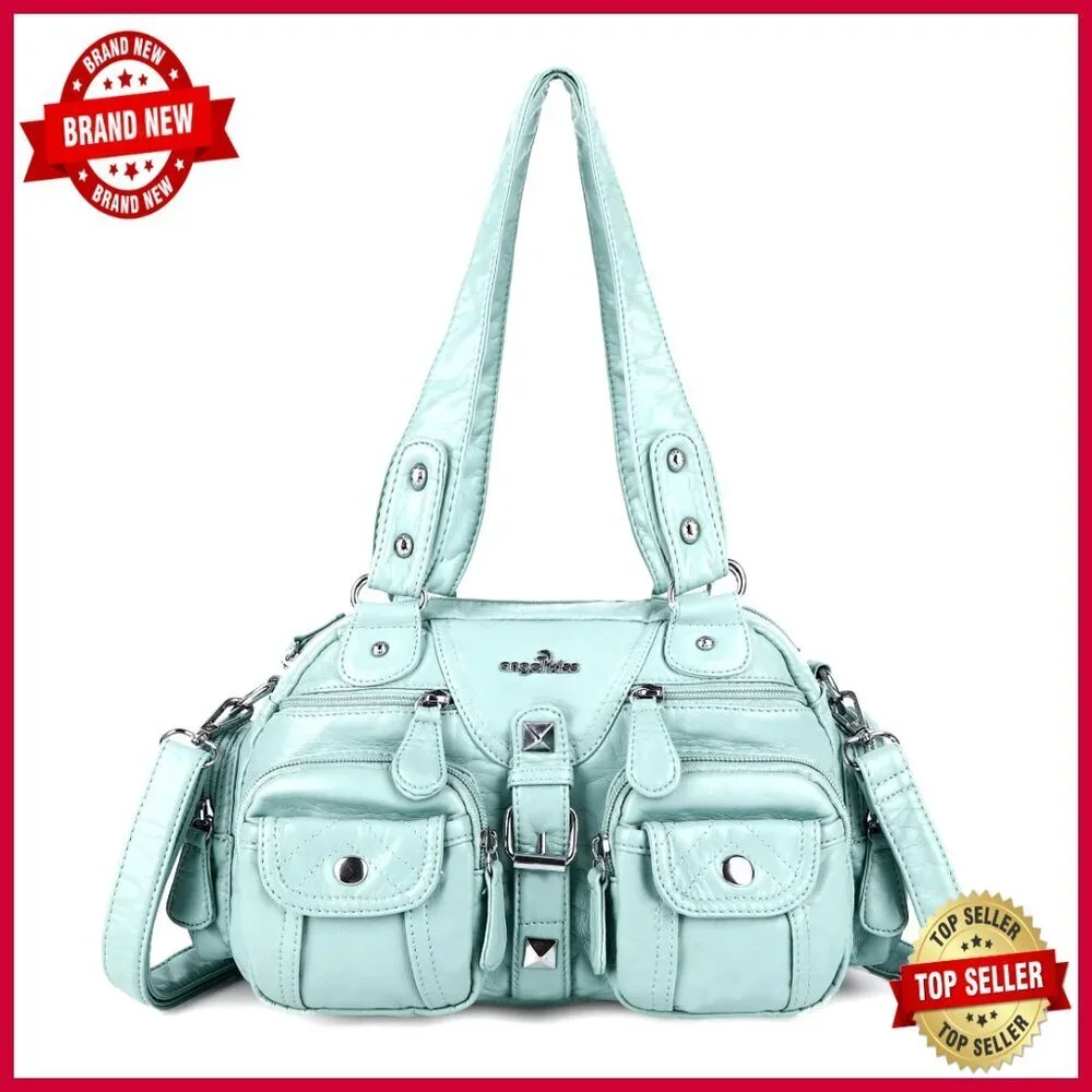 Soft PU Leather Hobo Crossbody Bag with Multiple Pockets Adjustable Strap